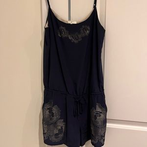 Joie Silk Navy and cream Romper